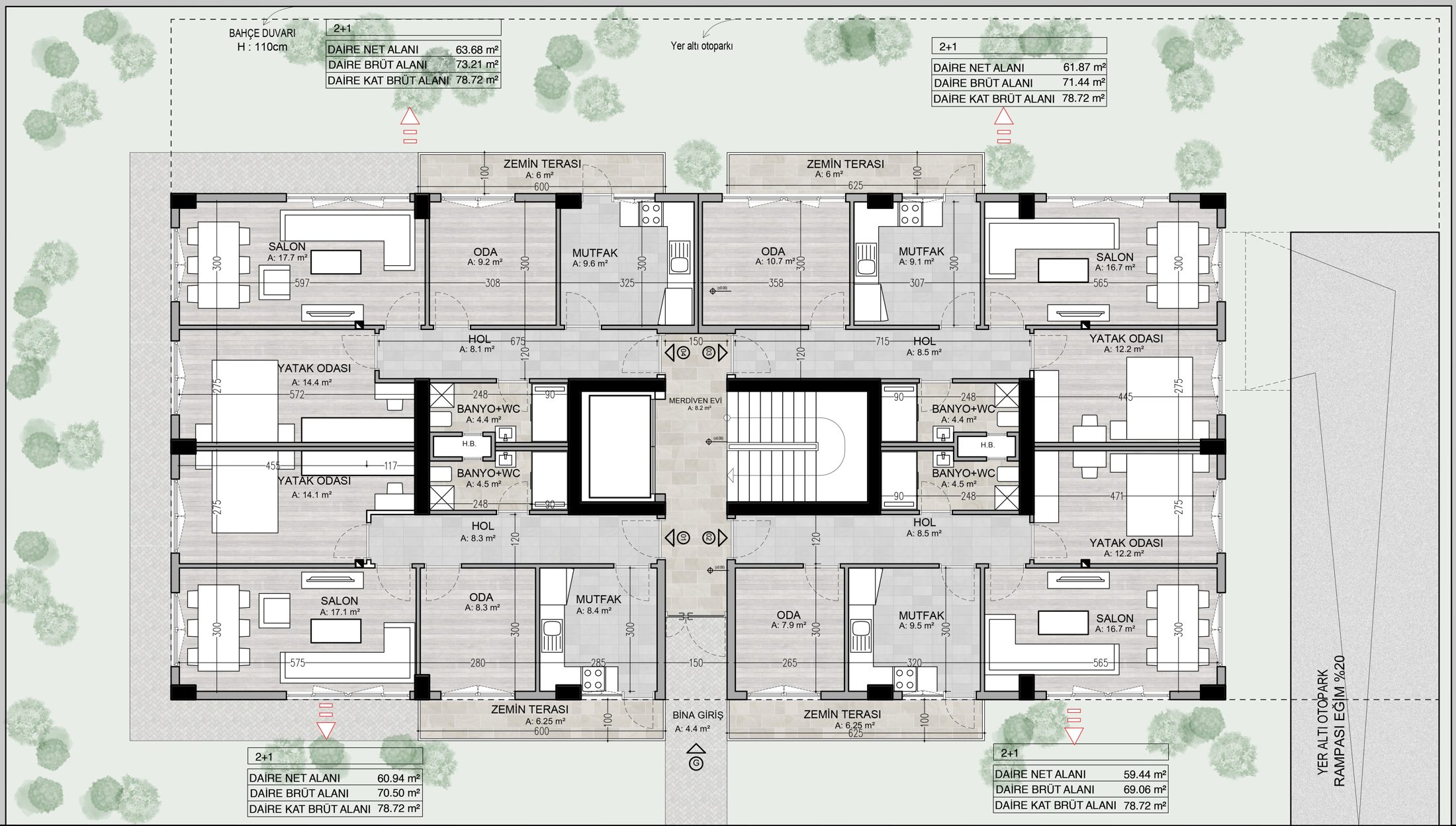 Sefer Apartmanı, zemin kat planı