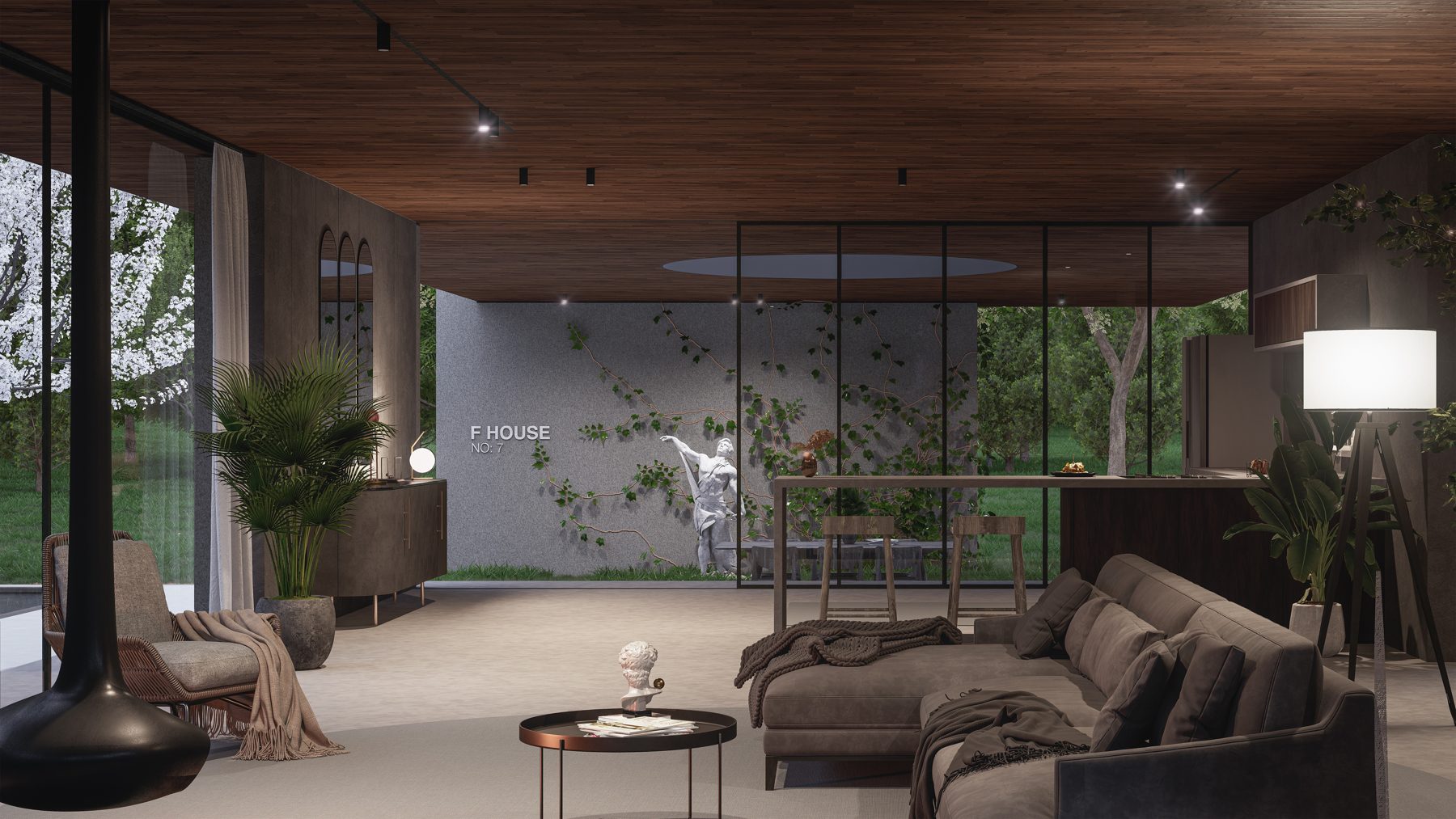F House iç mekân, F House No:7 tabelası