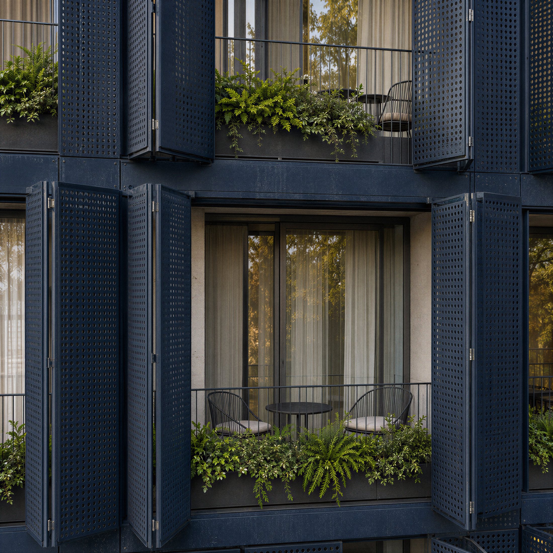No:8 Apartmanı, katlanır panjur ve balkon detayı