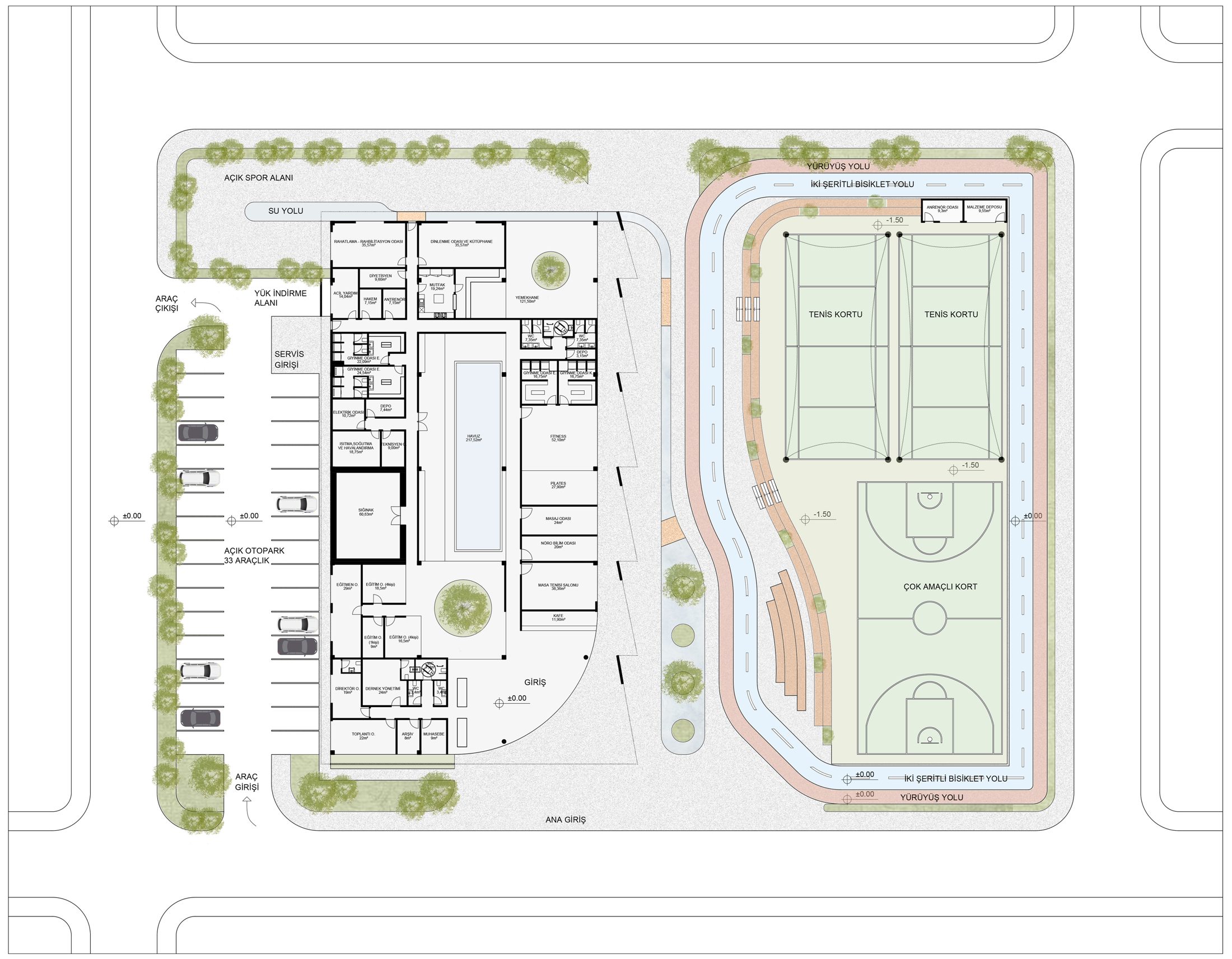 Sporben Spor ve Yaşam Klübü, ±0.00 kot vaziyet planı